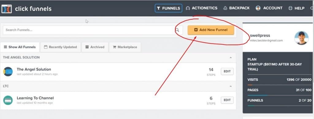Clickfunnels setup step 1